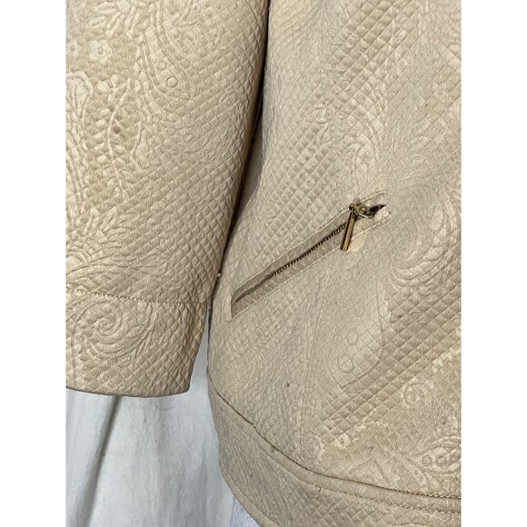 Chico's Size 2 US L-12 Beige Textured Jacquard Jacket Business Preppy Minimalist - Picture 13 of 16